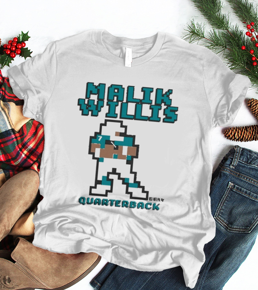 Malik Willis Retro Pixel Quarterback Miami Baller T-Shirt