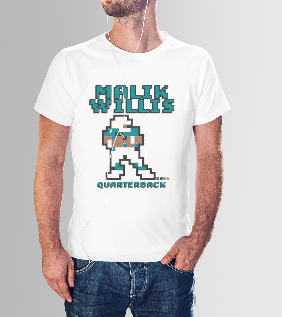 Malik Willis Retro Pixel Quarterback Miami Baller T-Shirt