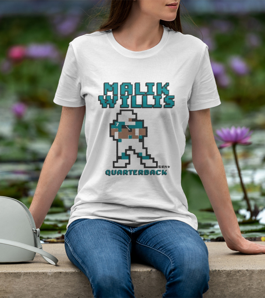 Malik Willis Retro Pixel Quarterback Miami Baller T-Shirt