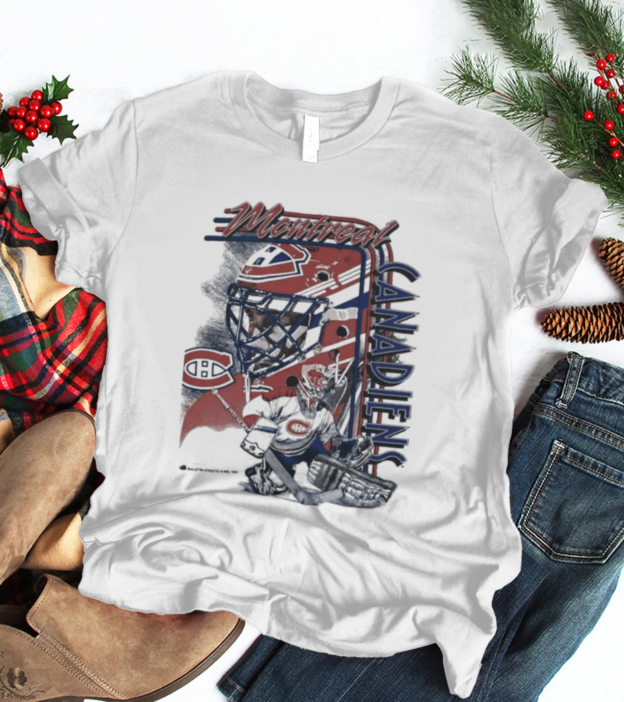 Montreal Canadiens 1992 NHL Vintage Hockey Goalie Mask T-Shirt