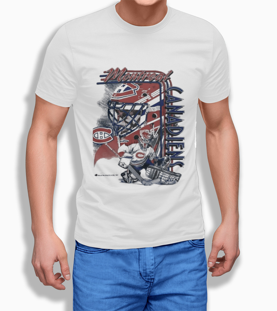 Montreal Canadiens 1992 NHL Vintage Hockey Goalie Mask T-Shirt