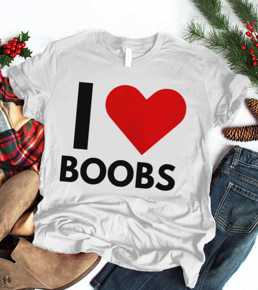 I Love Boobs Heart Symbol Humor T-Shirt