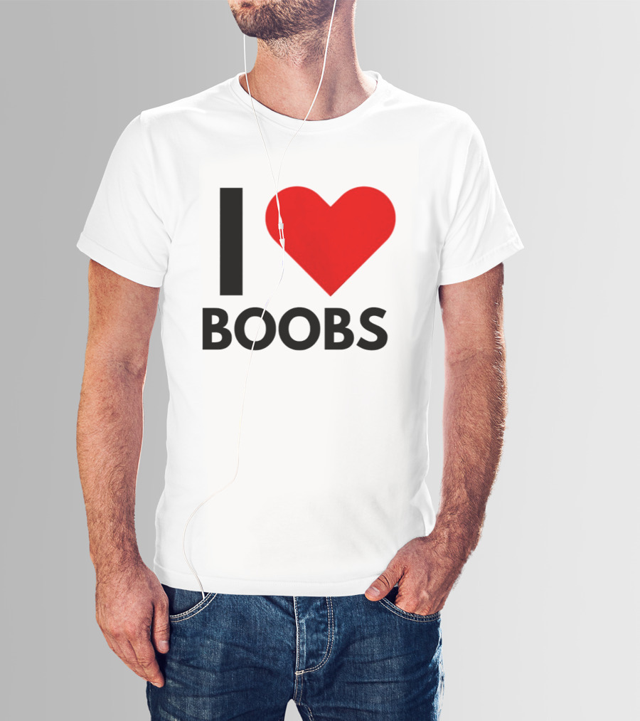 I Love Boobs Heart Symbol Humor T-Shirt