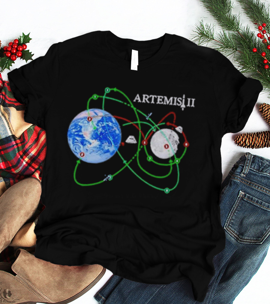 Artemis II NASA Moon Mission Pathways Earth And Moon T-Shirt