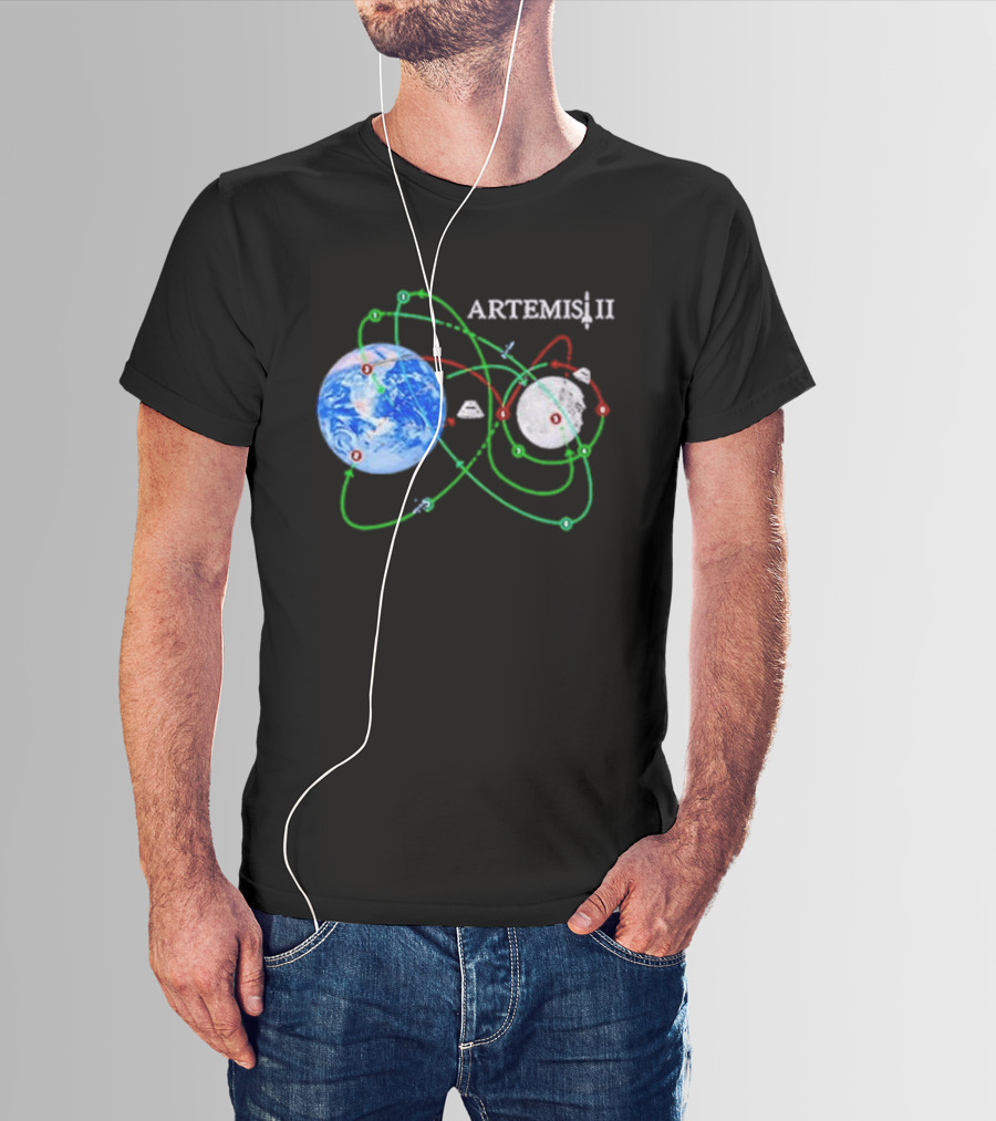 Artemis II NASA Moon Mission Pathways Earth And Moon T-Shirt
