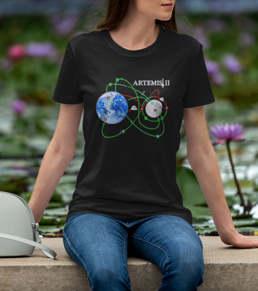 Artemis II NASA Moon Mission Pathways Earth And Moon T-Shirt