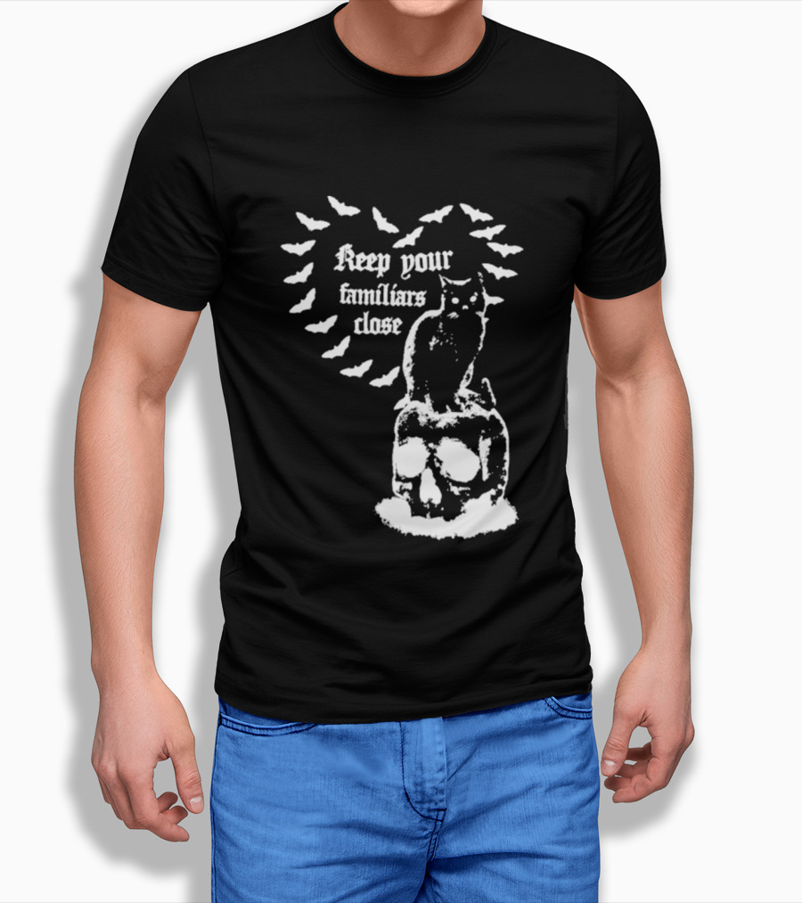 Keep Your Familiars Close Owl Skull And Bats T-Shirt