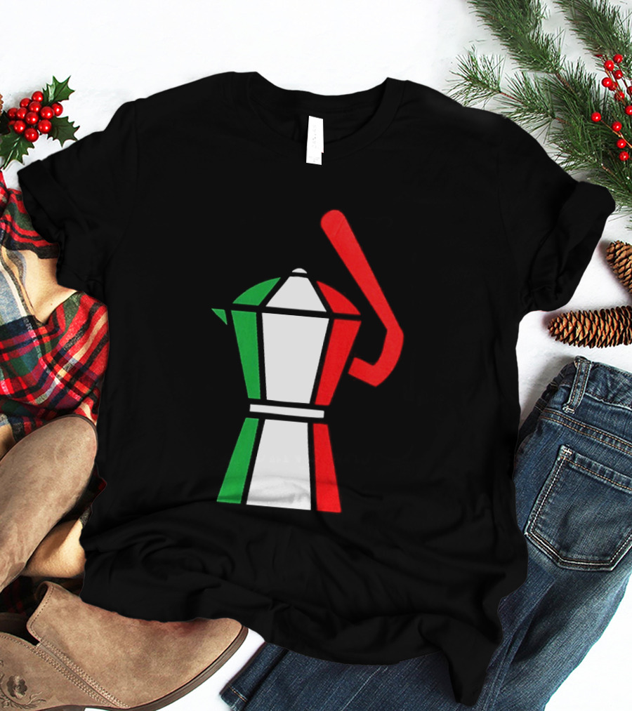 Italy Coffee Pot Italian Flag Colors White T-Shirt