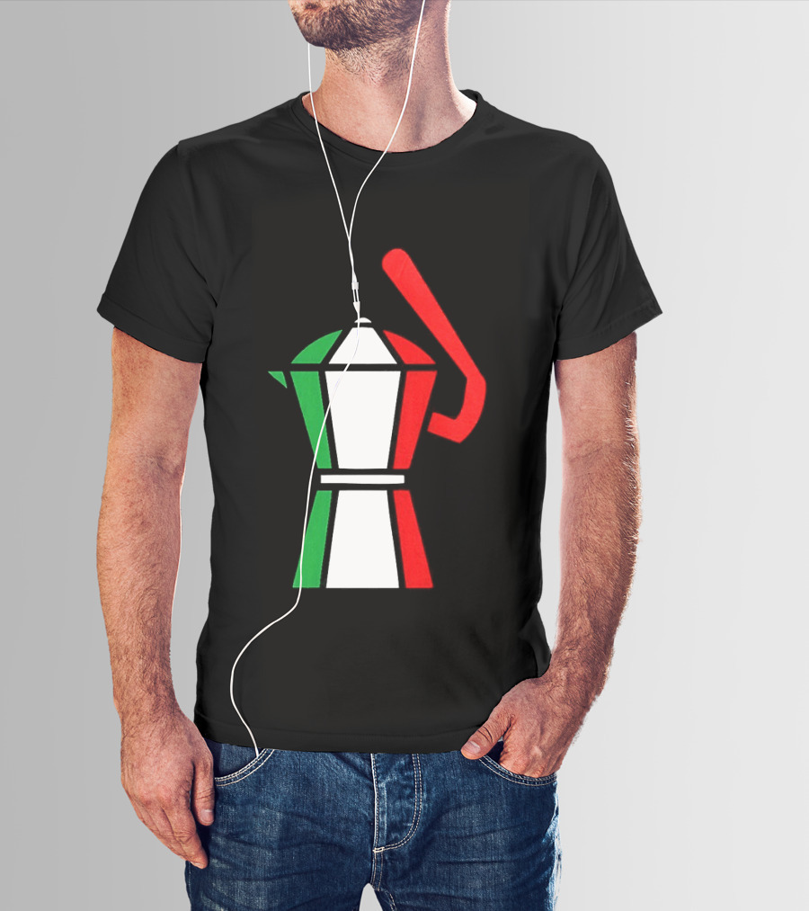 Italy Coffee Pot Italian Flag Colors White T-Shirt