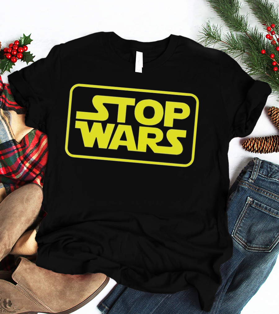 Stop Wars Yellow Text Block T-Shirt