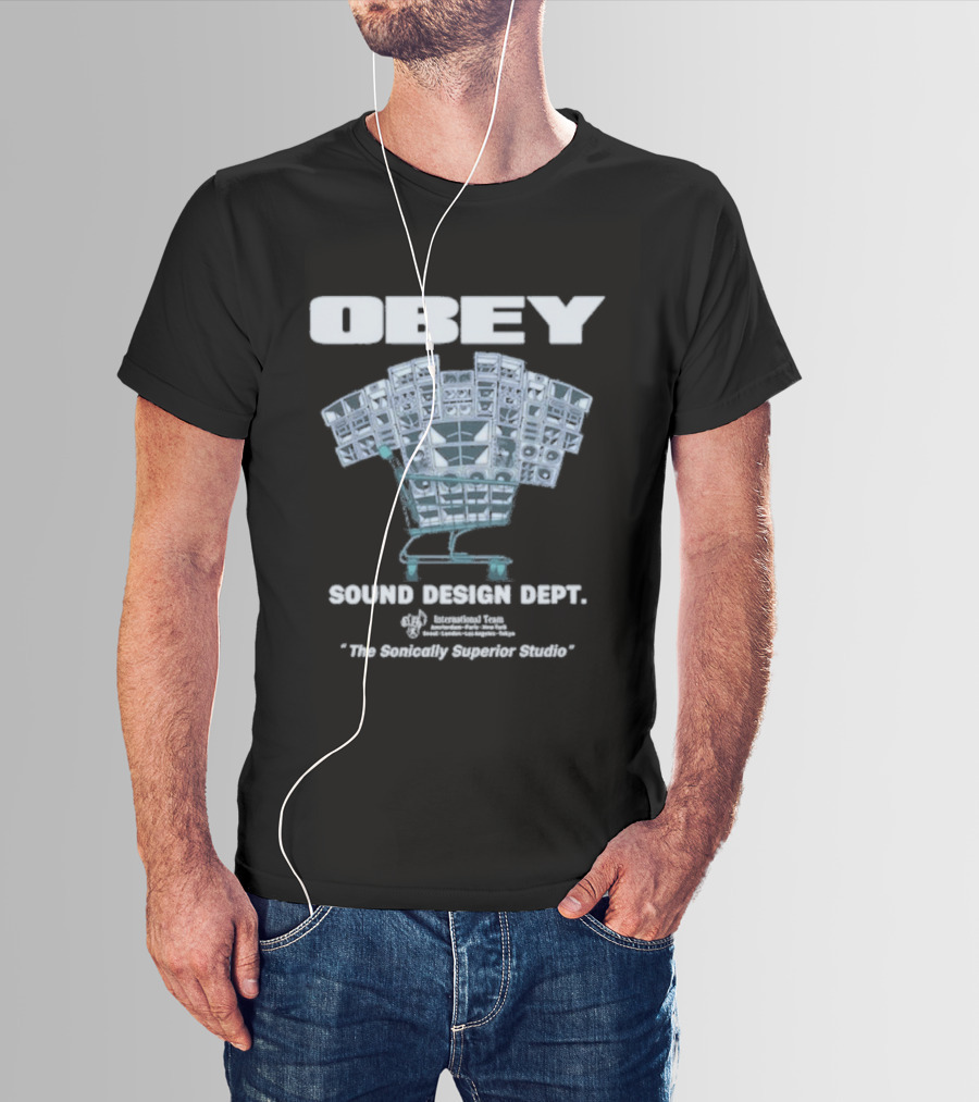 Obey Sound Waves Department Music Shopping Cart Revolution T-Shirt