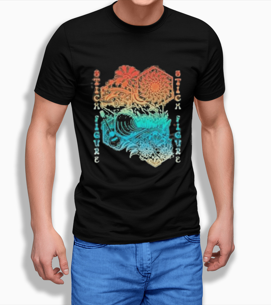 Stick Figure Coastal Cruiser Sun And Waves T-Shirt