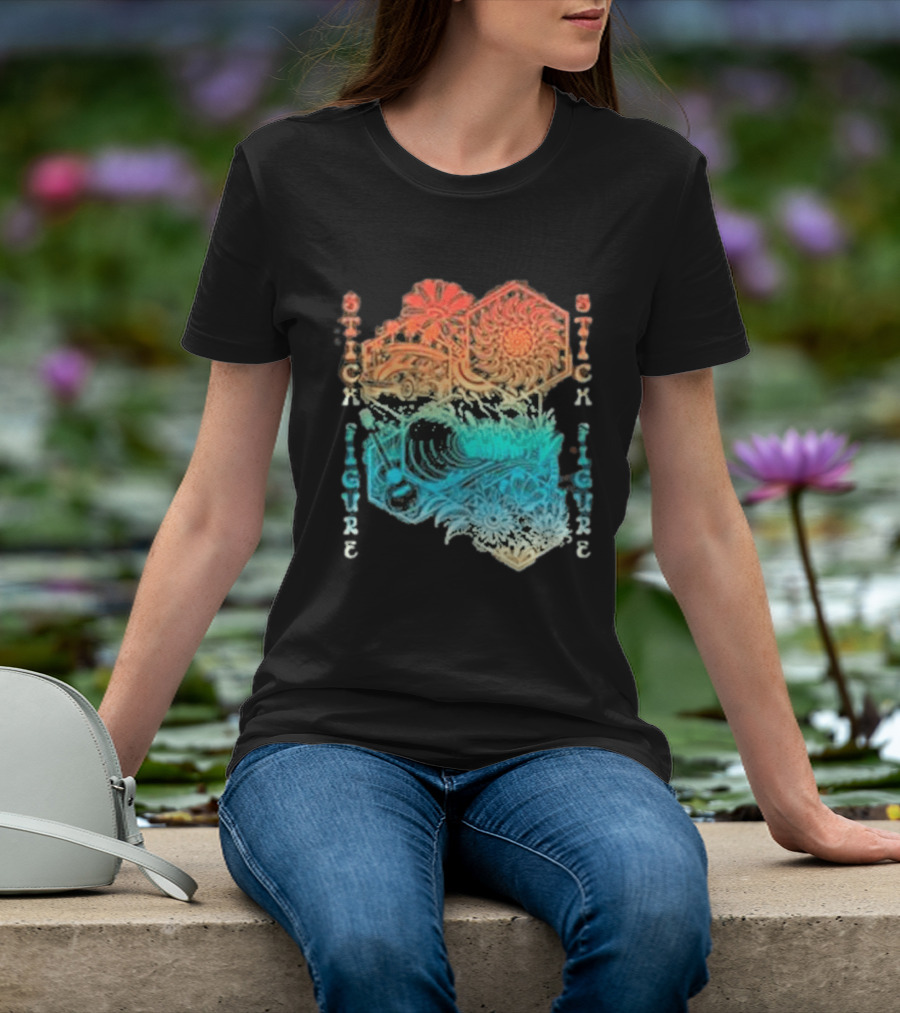 Stick Figure Coastal Cruiser Sun And Waves T-Shirt