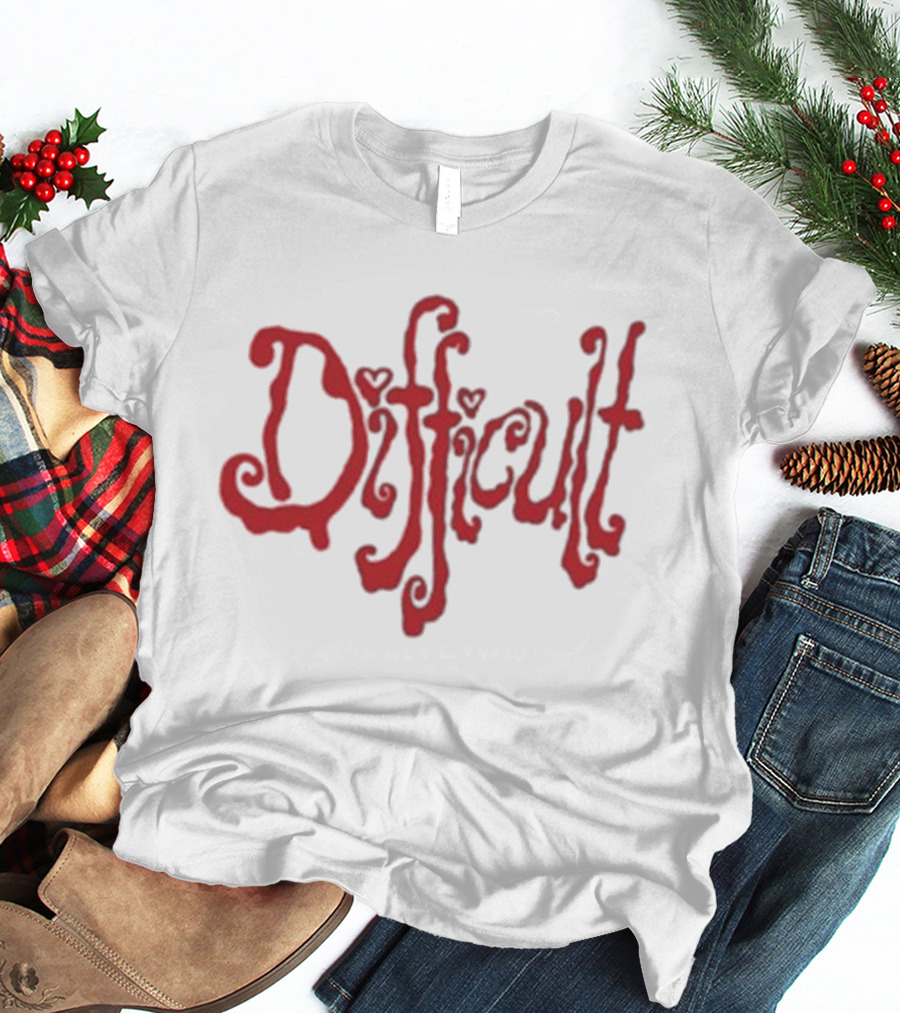 Lonely Club Difficult Red Heart Lettering T-Shirt