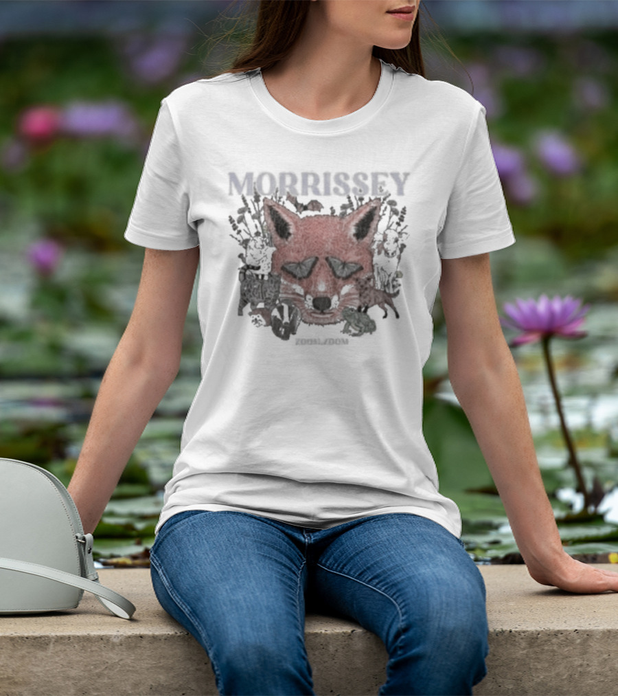 Morrissey Red Fox Face Floral Background Mporium Zoom T-Shirt