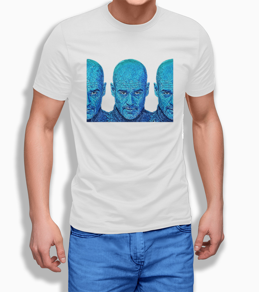Manchester City FC Pep Guardiola Mosaic Style Blue T-Shirt