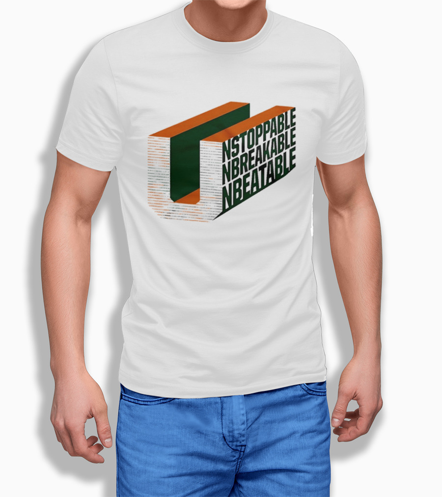 Unstoppable Unbreakable Unbeatable Bold 3D Text Optical Illusion T-Shirt