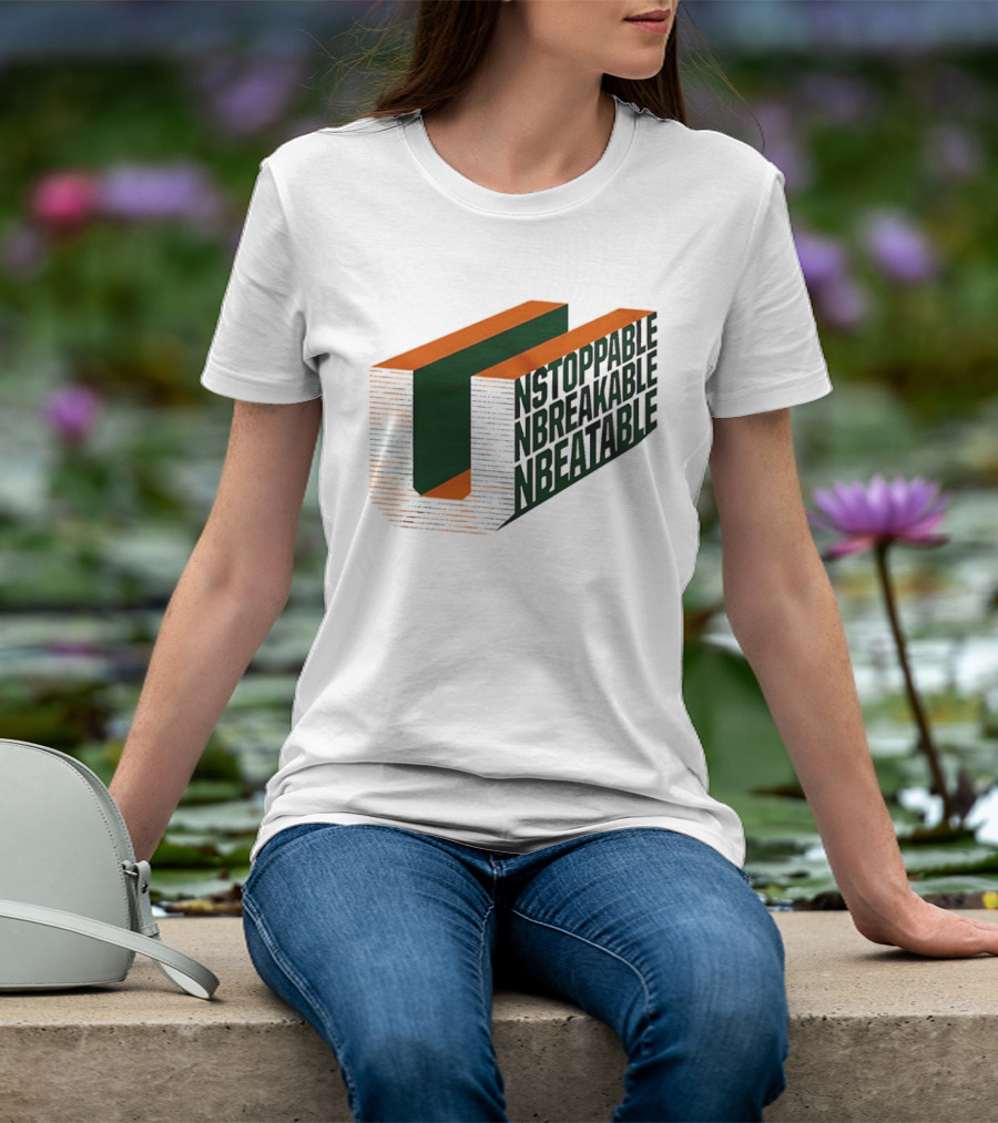 Unstoppable Unbreakable Unbeatable Bold 3D Text Optical Illusion T-Shirt