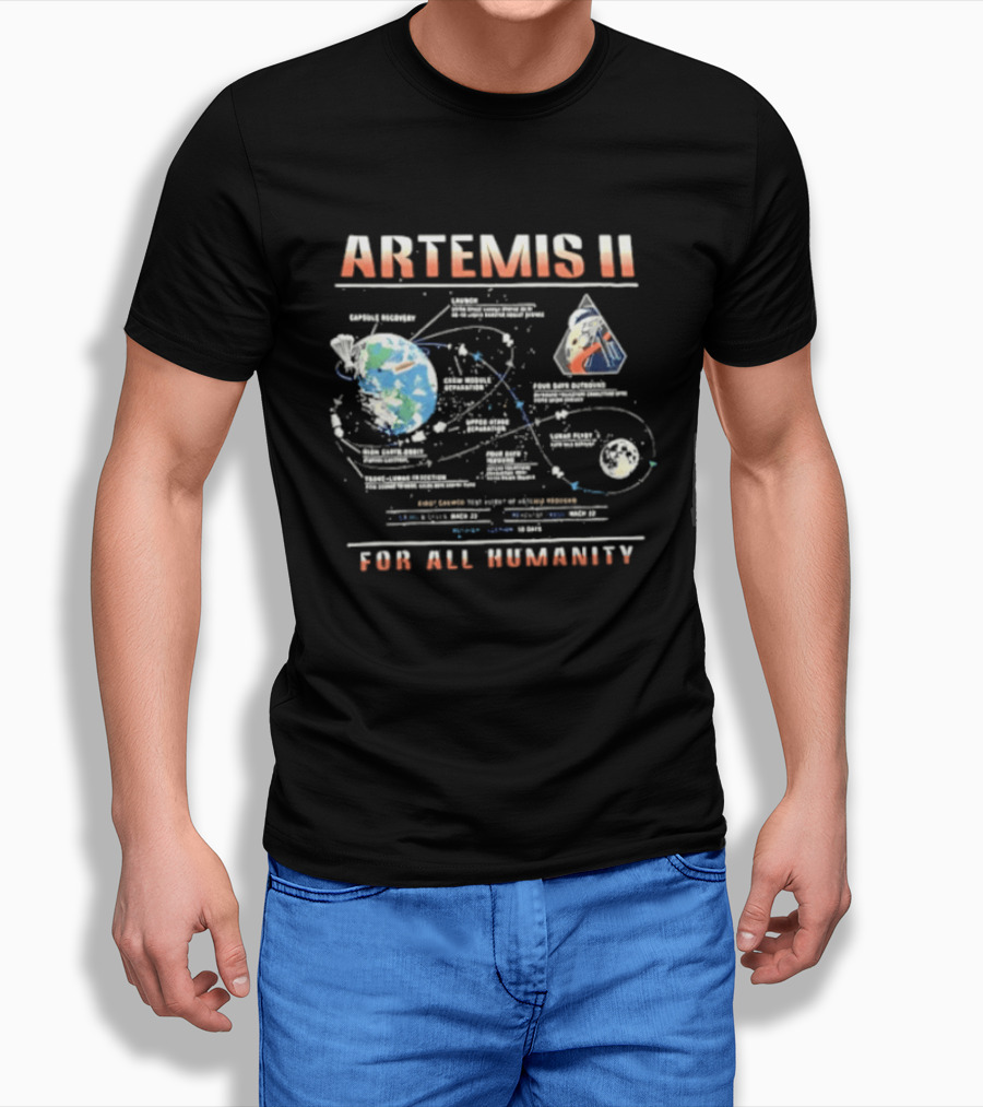 Artemis II Earth Lunar Missions For All Humanity T-Shirt