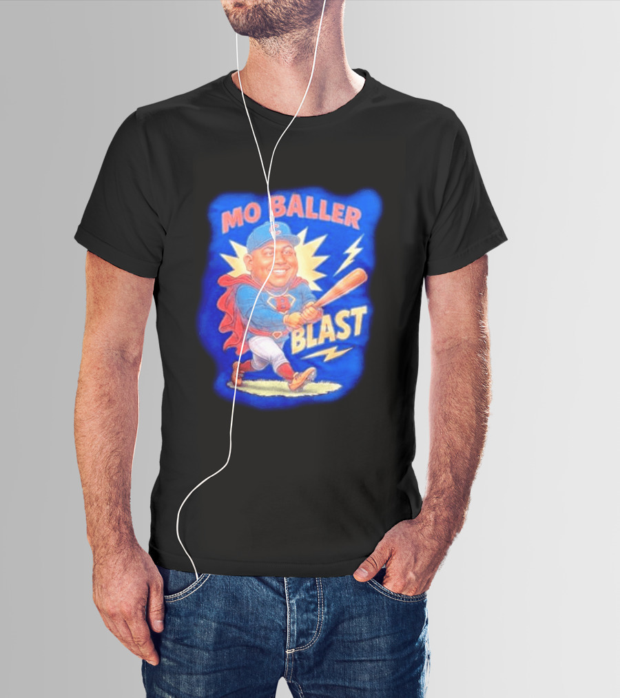 Mo Baller Blast Chicago Cubs Cartoon Superhero Baseball Player T-Shirt