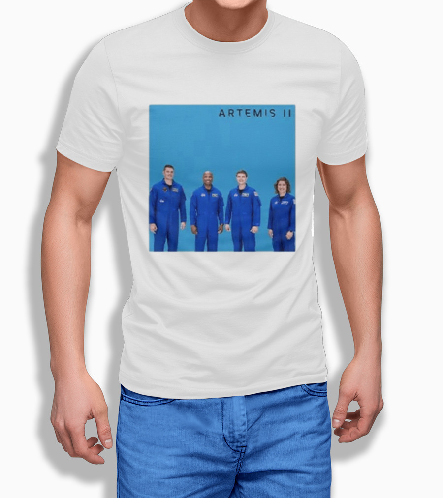 NASA Artemis II Crew Astronauts In Blue Flight Suits Mission Patch T-Shirt