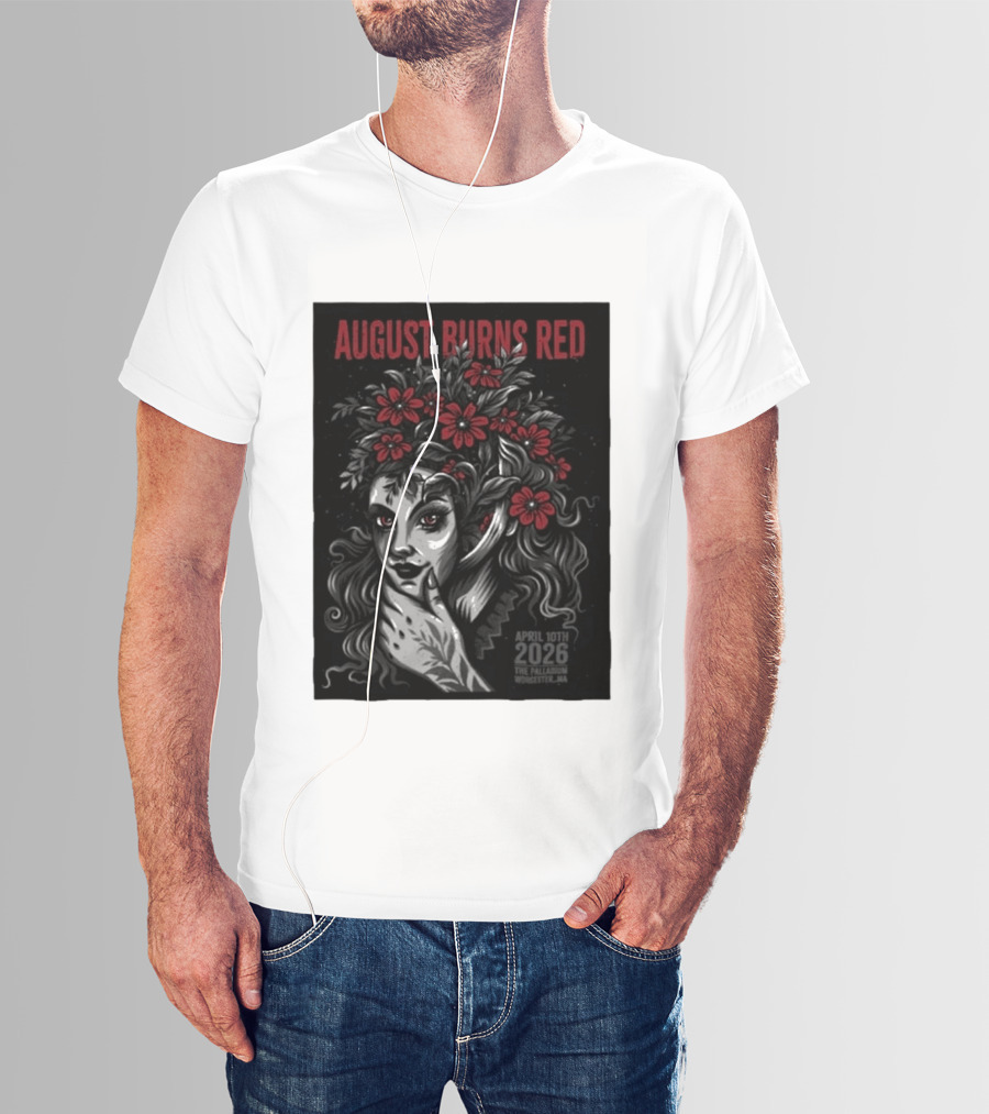 August Burns Red Concert April 10 2026 The Palladium Worcester MA Floral Headpiece T-Shirt