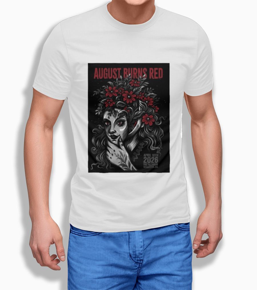 August Burns Red Concert April 10 2026 The Palladium Worcester MA Floral Headpiece T-Shirt