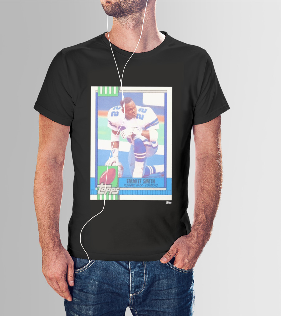 Emmitt Smith Topps Trading Card Running Back Cowboys Football Player T-Shirt