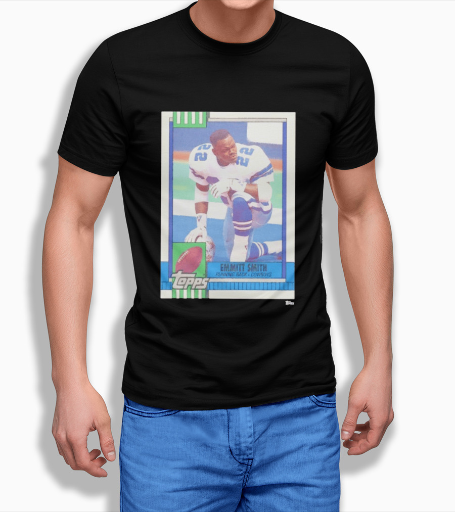 Emmitt Smith Topps Trading Card Running Back Cowboys Football Player T-Shirt