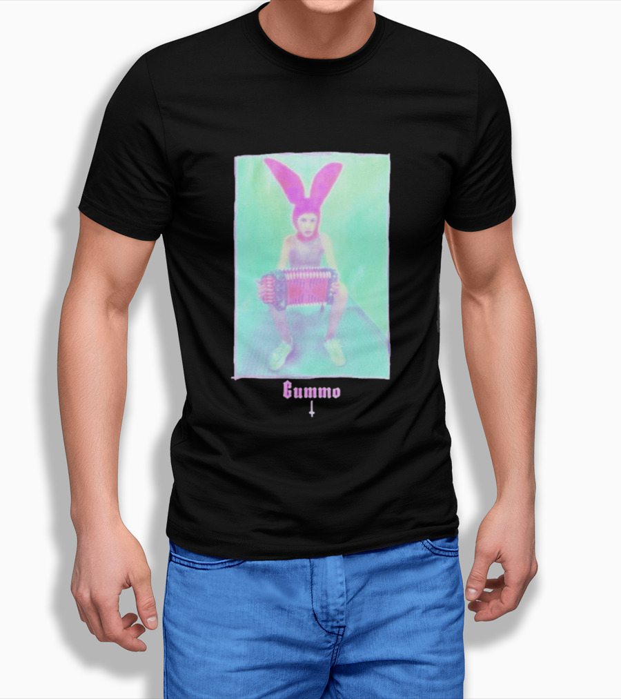 Gummo Bunny With Accordion And Pink Ears T-Shirt