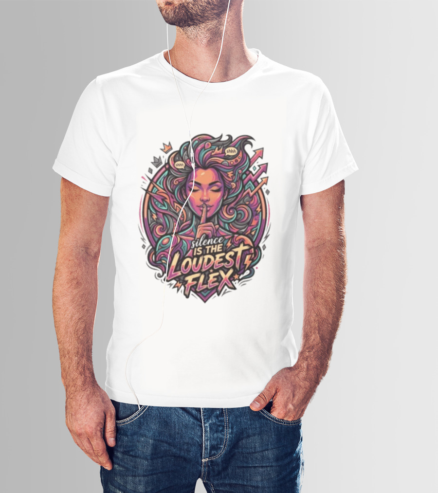 Shhh Silence Is The Loudest Flex Zen Art Nouveau Aesthetic T-Shirt