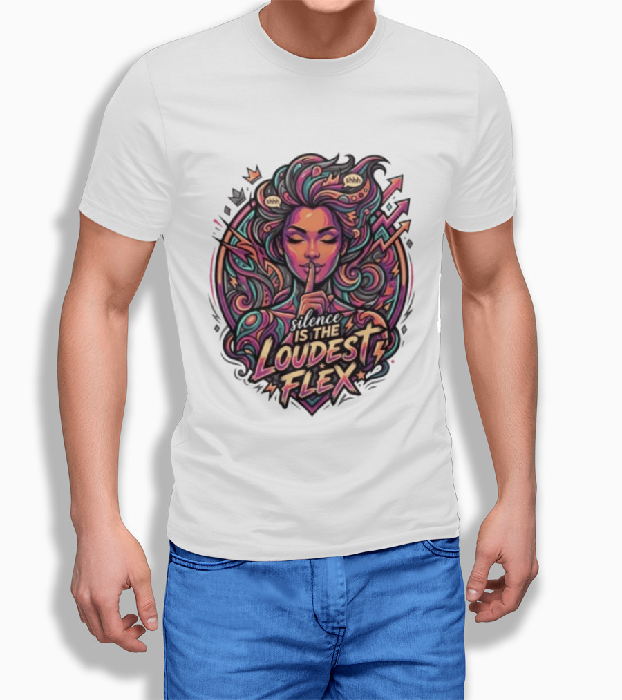 Shhh Silence Is The Loudest Flex Zen Art Nouveau Aesthetic T-Shirt