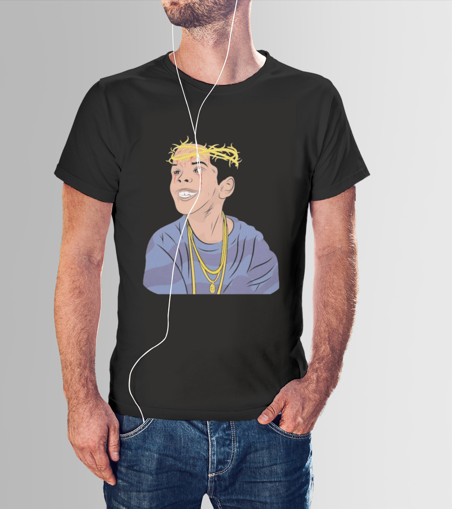 Flygod 10 Year Anniversary Unique Graphic With Golden Crown And Tearful Smile T-Shirt