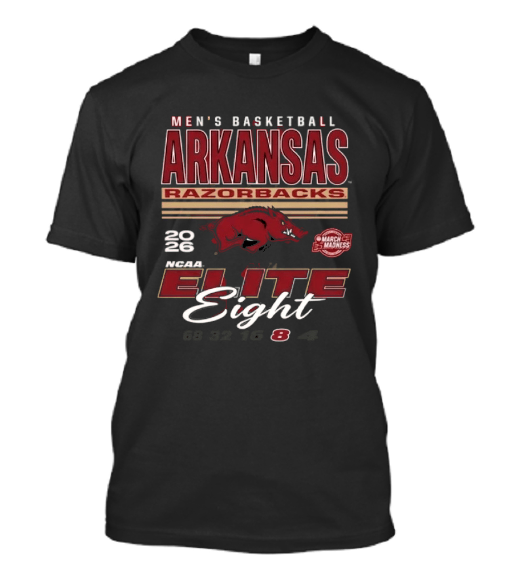 Arkansas Razorbacks Men's Basketball 2026 NCAA March Madness Elite Eight Bound T-Shirt