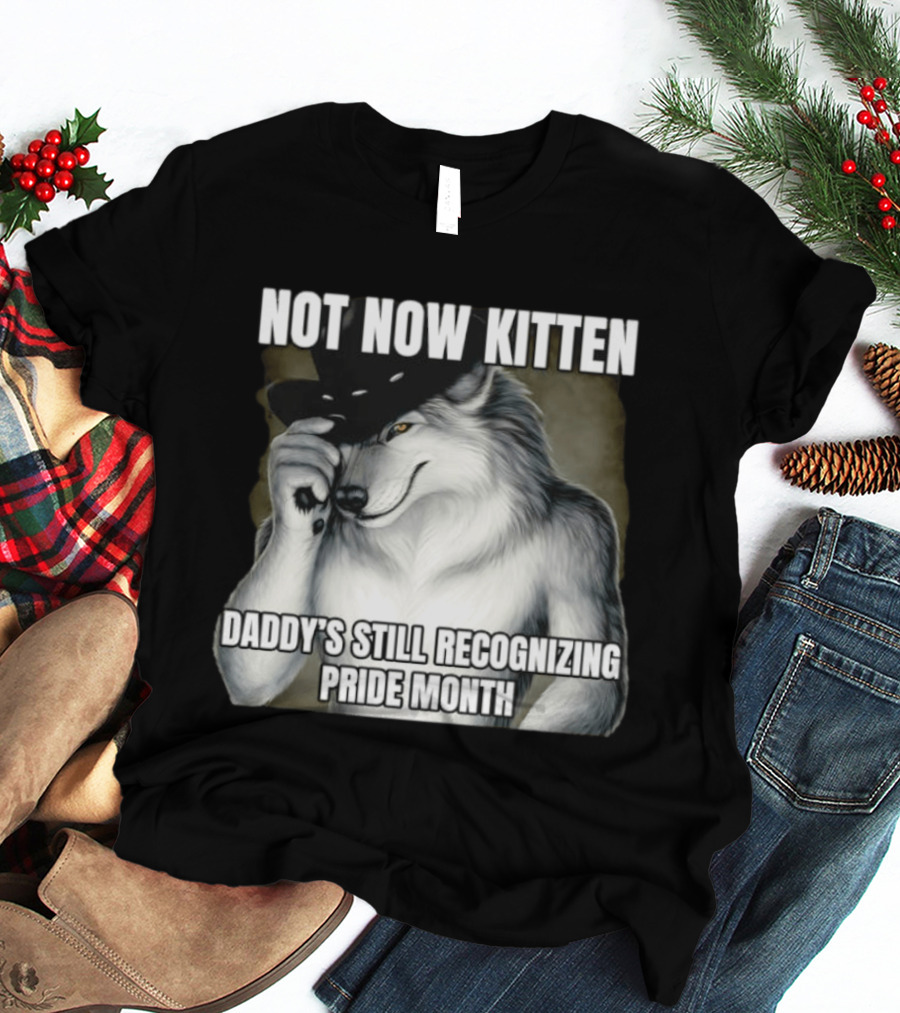 Not Now Kitten Daddy's Still Recognizing Pride Month Wolf T-Shirt