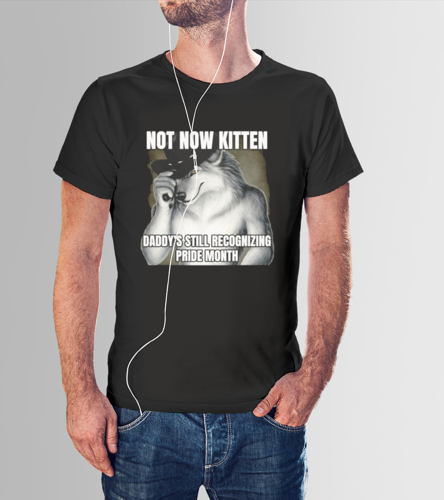 Not Now Kitten Daddy's Still Recognizing Pride Month Wolf T-Shirt