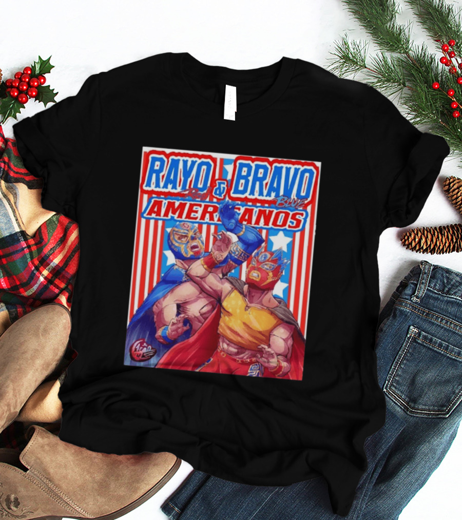 Rayo And Bravo Red Blue Americanos Wrestling Fan Favorite T-Shirt