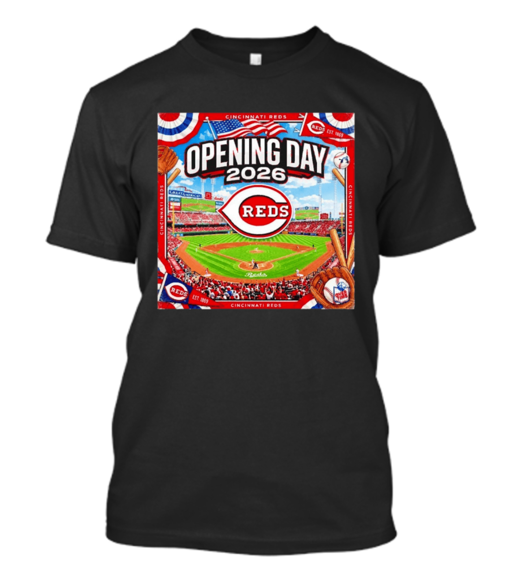 Cincinnati Reds Opening Day 2026 Great American Ball Park Baseball Celebration T-Shirt