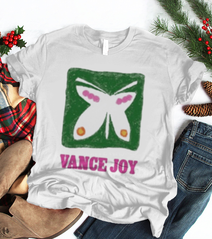 Vance Joy Butterfly Green Pink White T-Shirt
