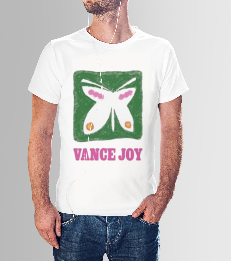Vance Joy Butterfly Green Pink White T-Shirt
