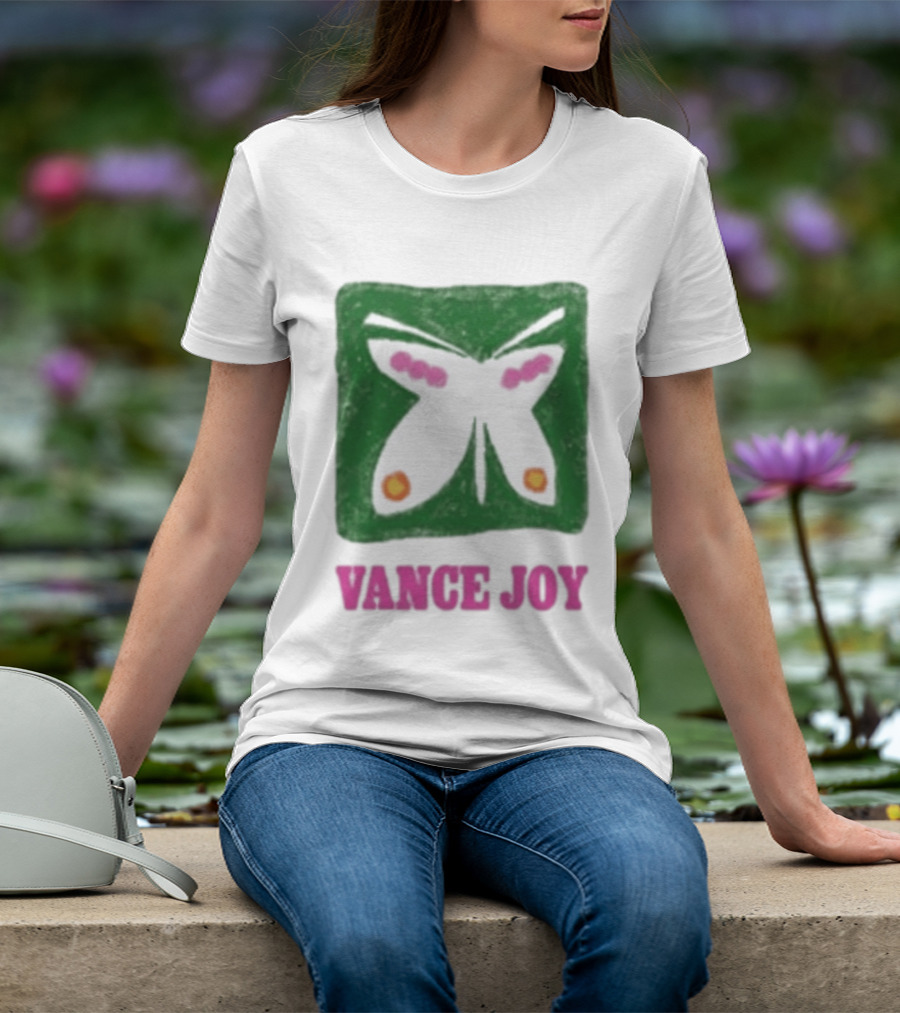 Vance Joy Butterfly Green Pink White T-Shirt