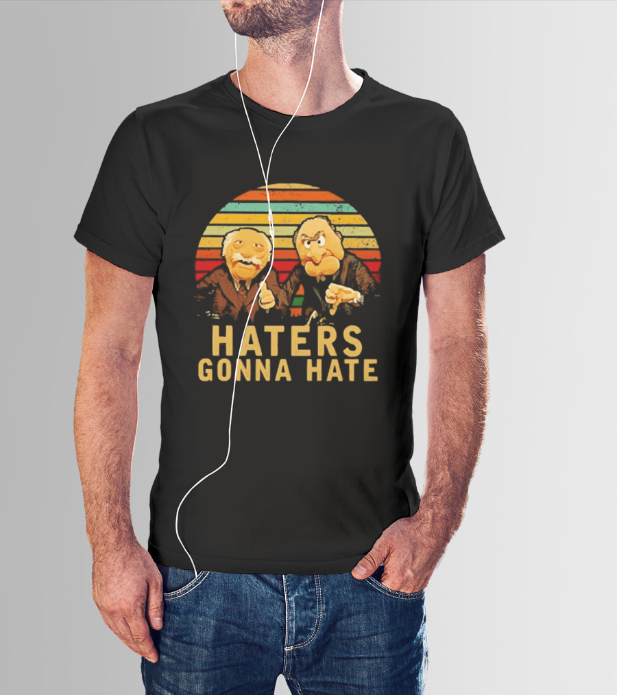 Statler And Waldorf Haters Gonna Hate Vintage Sunset Stripes T-Shirt