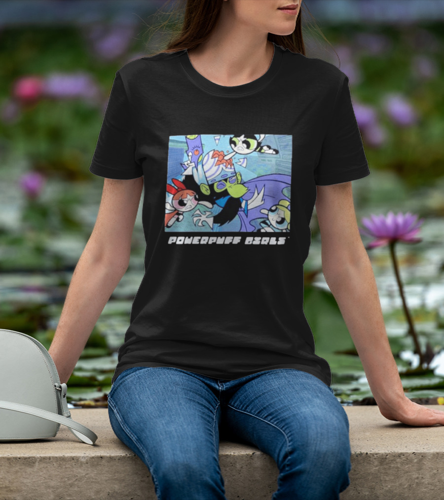 Powerpuff Girls Mojo Jojo Battle Scene Panel T-Shirt