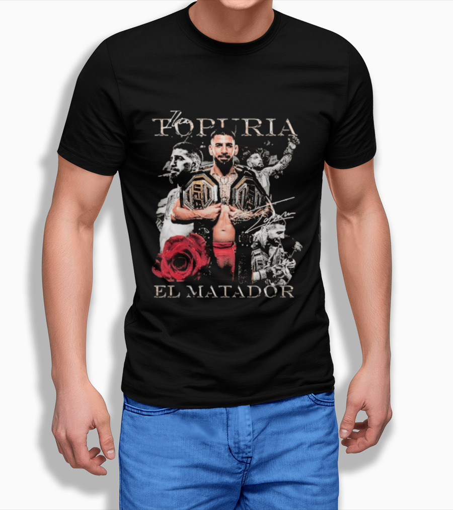 Topuria El Matador Ilia UFC Fighter With Championship Belt Concept T-Shirt