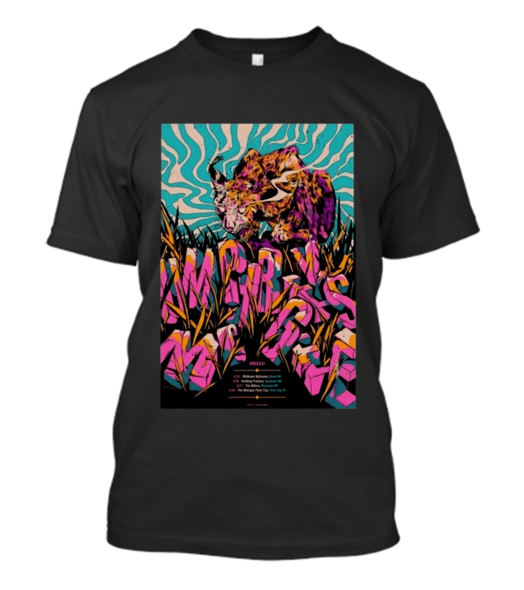 Umphrey's McGee Bend OR March 25 2026 Midtown Ballroom Tour MMXXVI Psychedelic Tiger T-Shirt