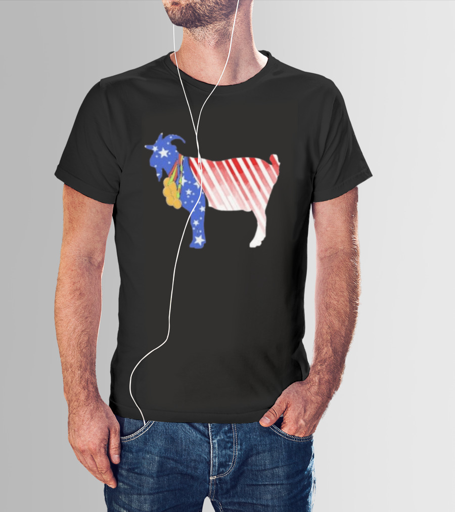 USA GOAT Stars Stripes Olympic Medals T-Shirt