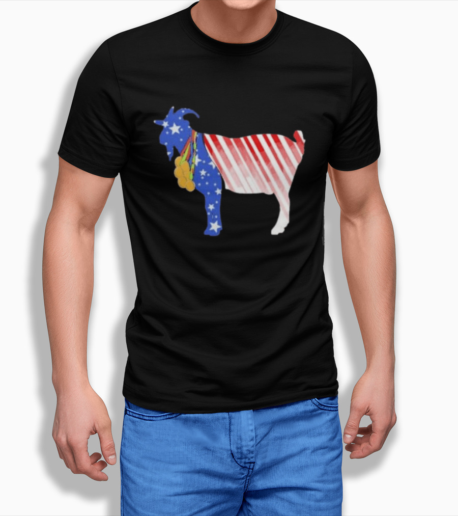 USA GOAT Stars Stripes Olympic Medals T-Shirt