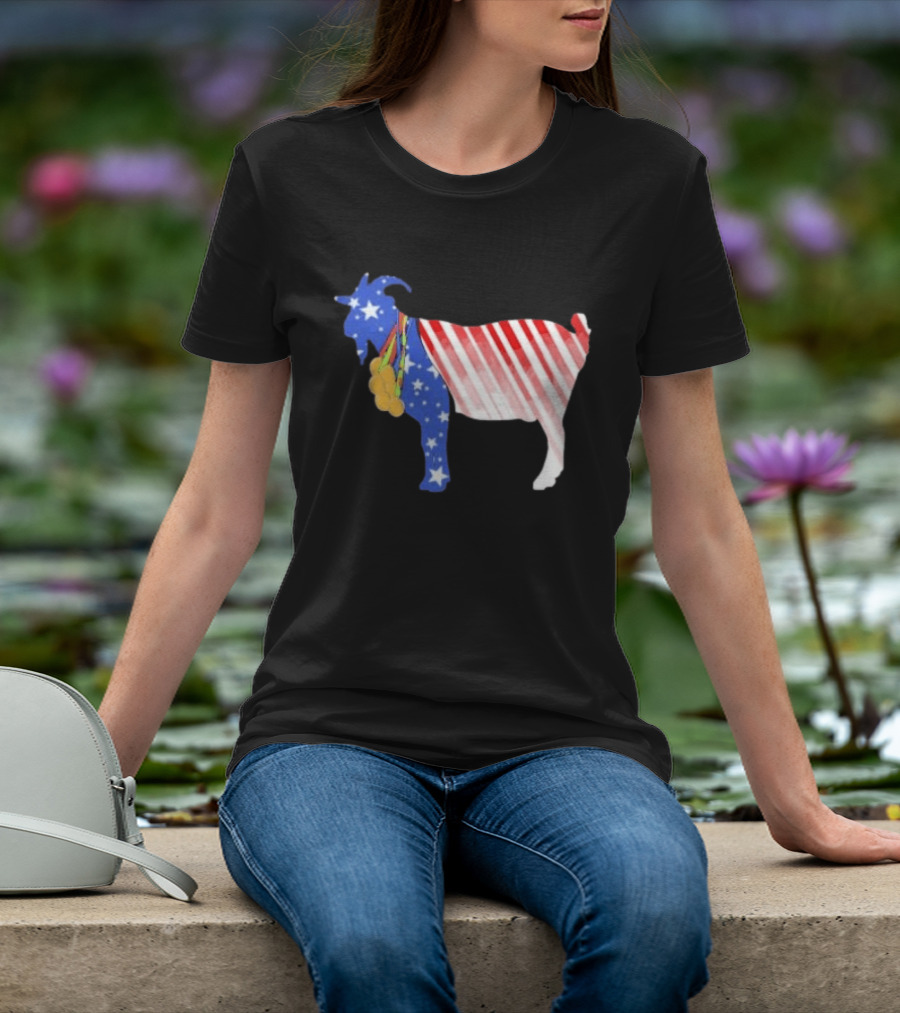 USA GOAT Stars Stripes Olympic Medals T-Shirt