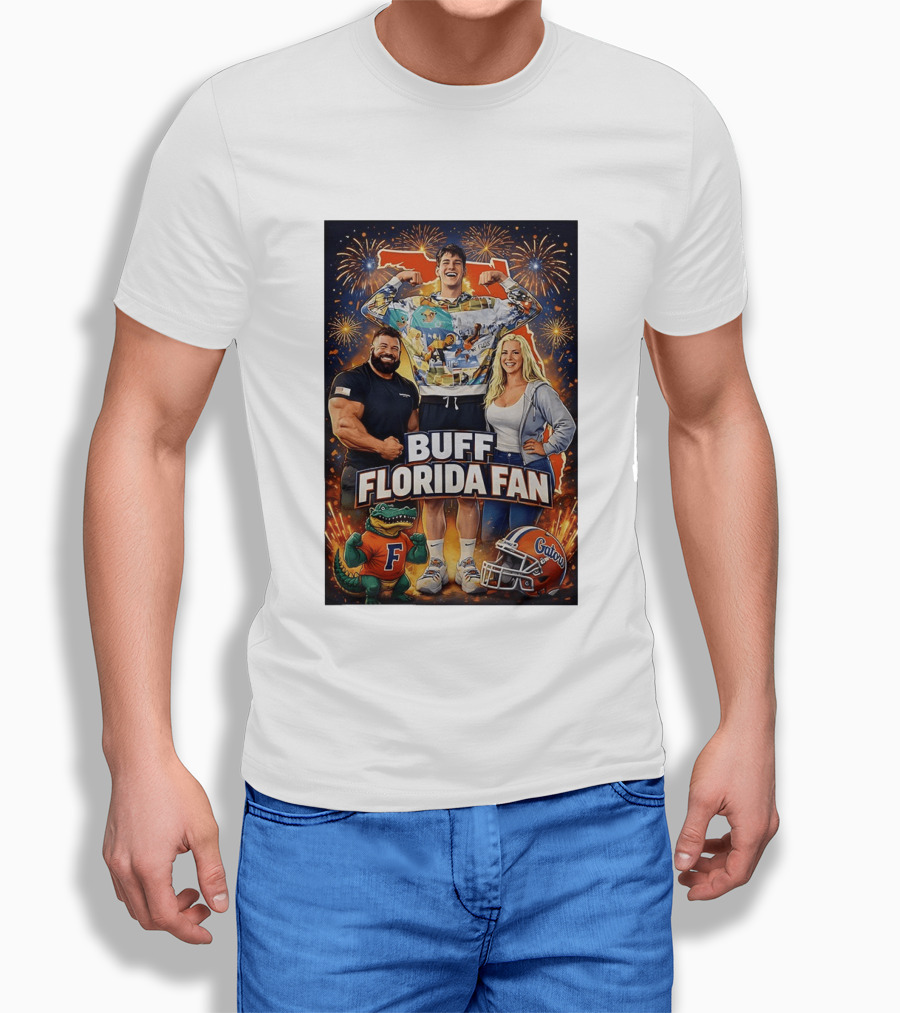 Buff Florida Fan Florida Gators F Mascot Football Helmet Fireworks T-Shirt