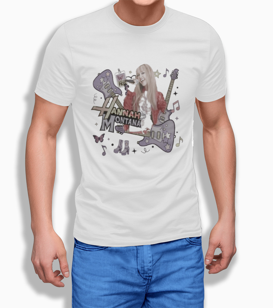 Hannah Montana Y2K Aesthetic Pop Star 2026 Guitar Butterfly Music Notes T-Shirt